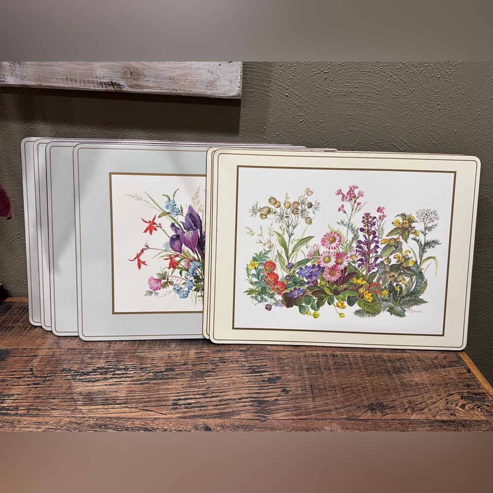 Pimpernel Vintage Acrylic North American Wildflower Placemat Set of 6 corkback
